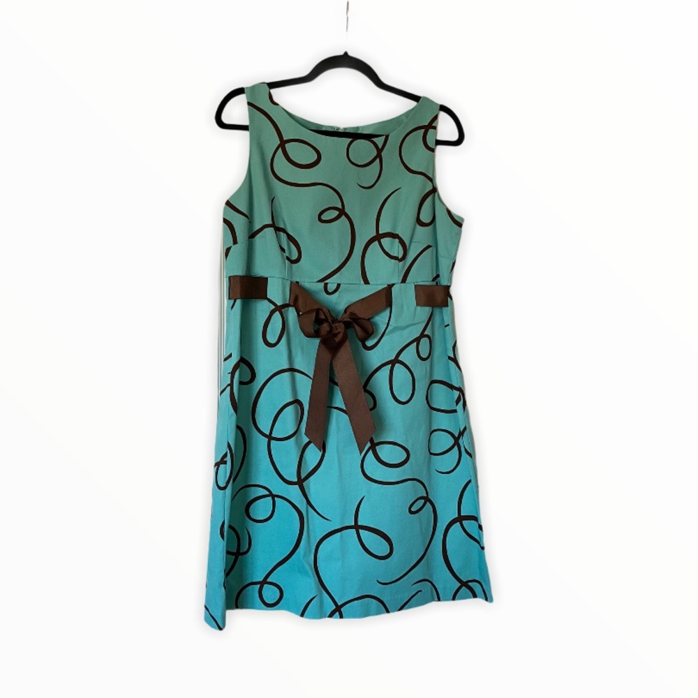 Jessica Howard teal and brown shift dress 16P